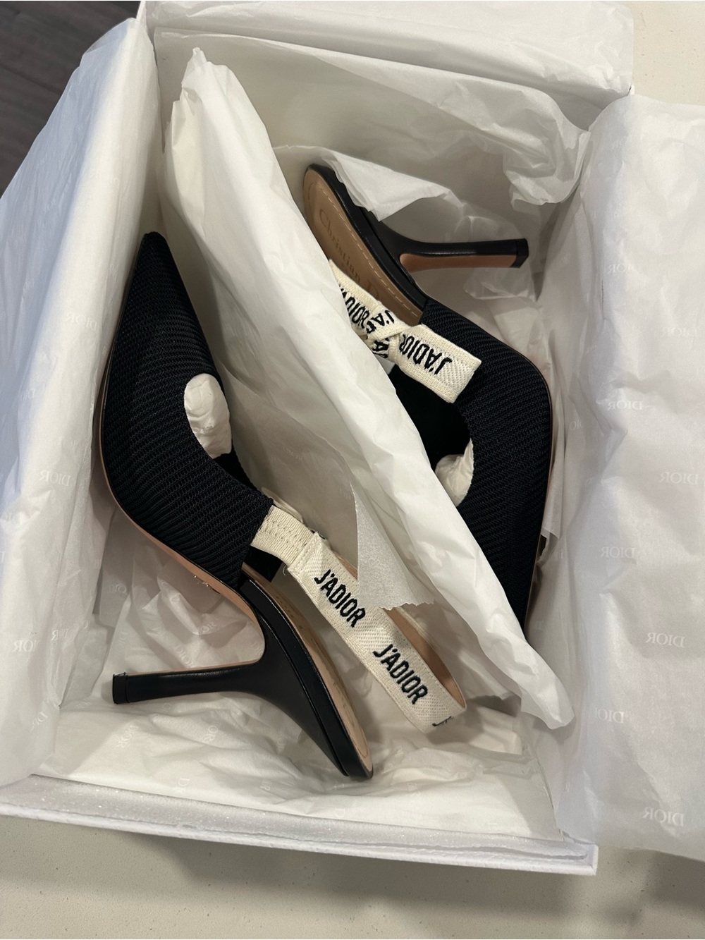 Dior Black Pointed Slingback Pump with J'Adior Ribbon - Picture 7 of 8